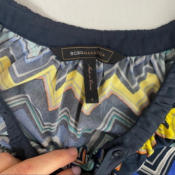 BCBG MaxAzria Black Blue Orange Chevron Day Sleeveless Summer Sheath Dress Sz S - Picture 5 of 8